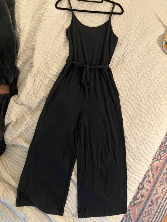 UpWest Pants - Upwest Dark Gray Spaghetti Strap Jumpsuit, Size Medium